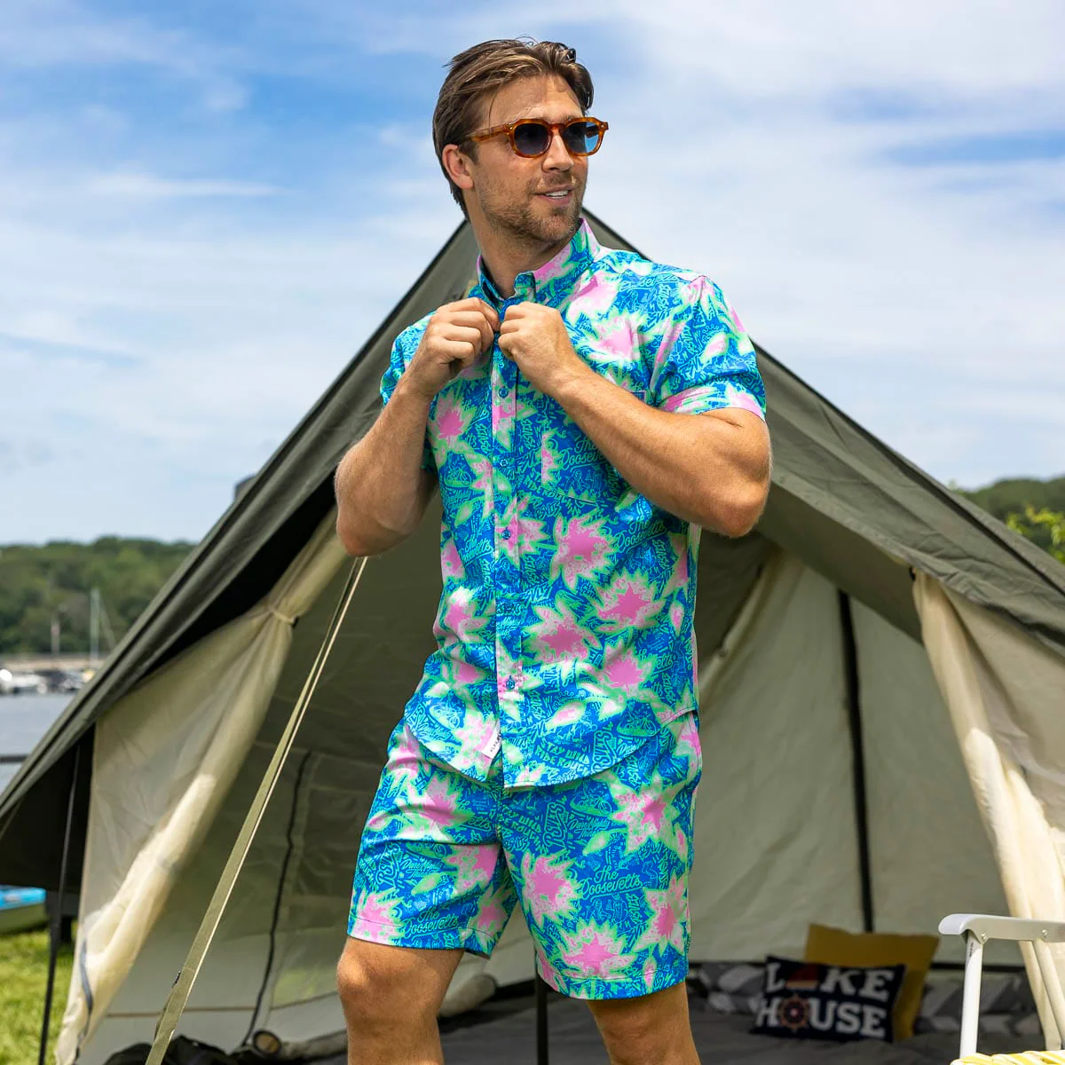 Camp Kunu Floral (Light Blue) – KUNUFLEX Short Sleeve Shirt - Image 2