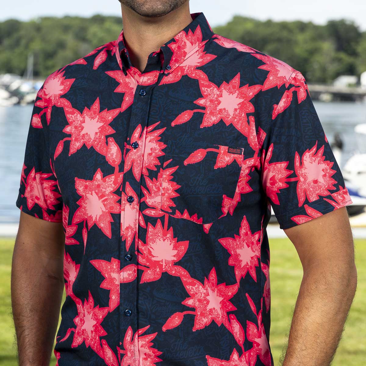 Camp Kunu Floral (Red) – KUNUFLEX Short Sleeve Shirt - Image 4