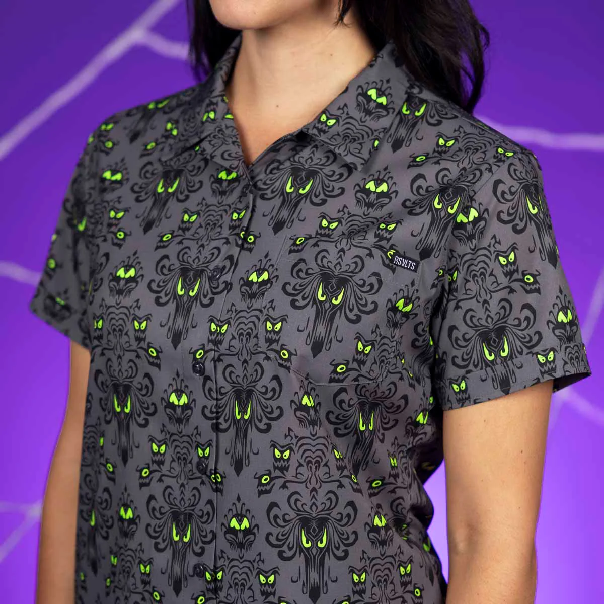 Disney’s Haunted Mansion “Wall Creeps” – Women's KUNUFLEX Short Sleeve Shirt - Image 3