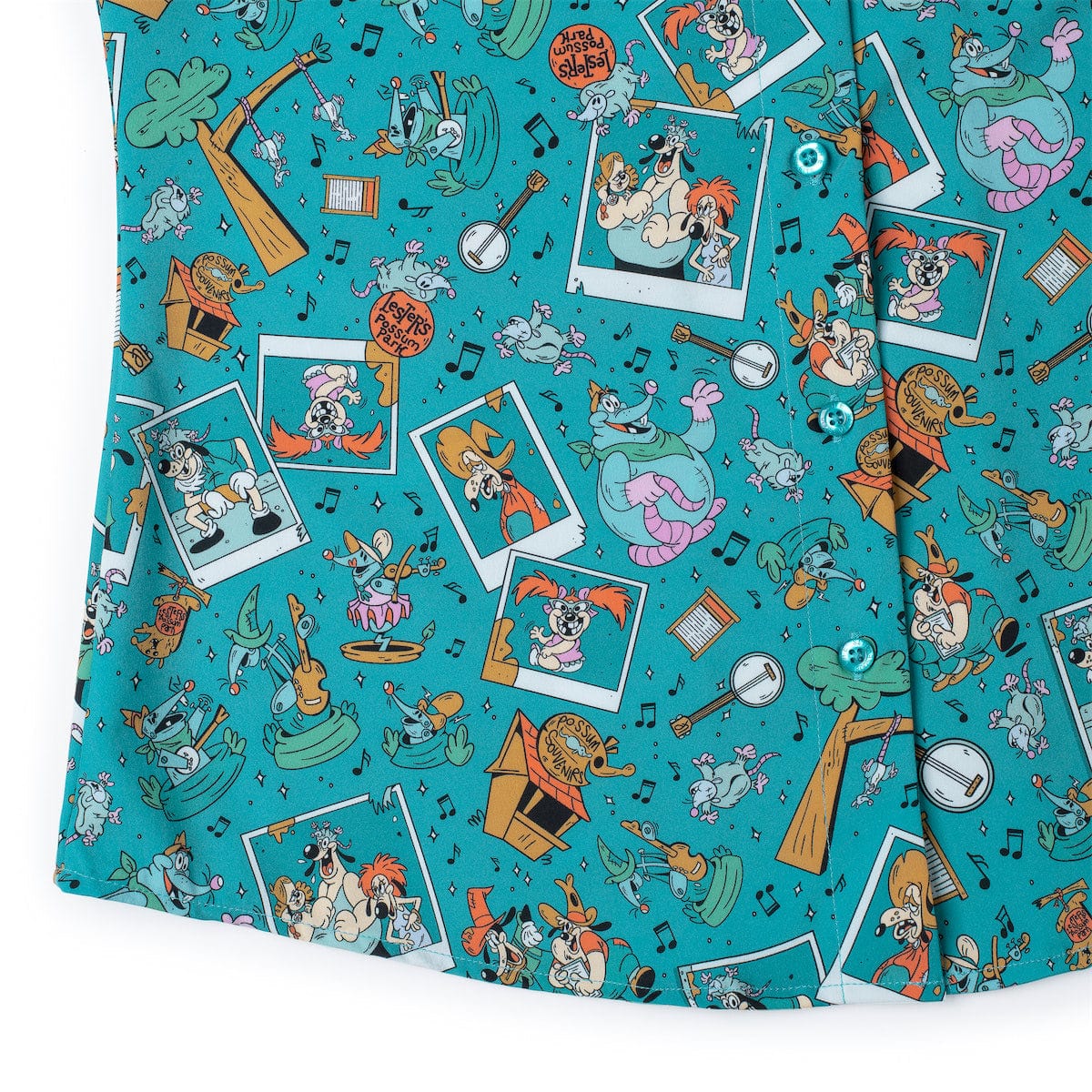 Disney’s A Goofy Movie "Lester’s Possum Park" – Women's KUNUFLEX Short Sleeve Shirt - Image 7