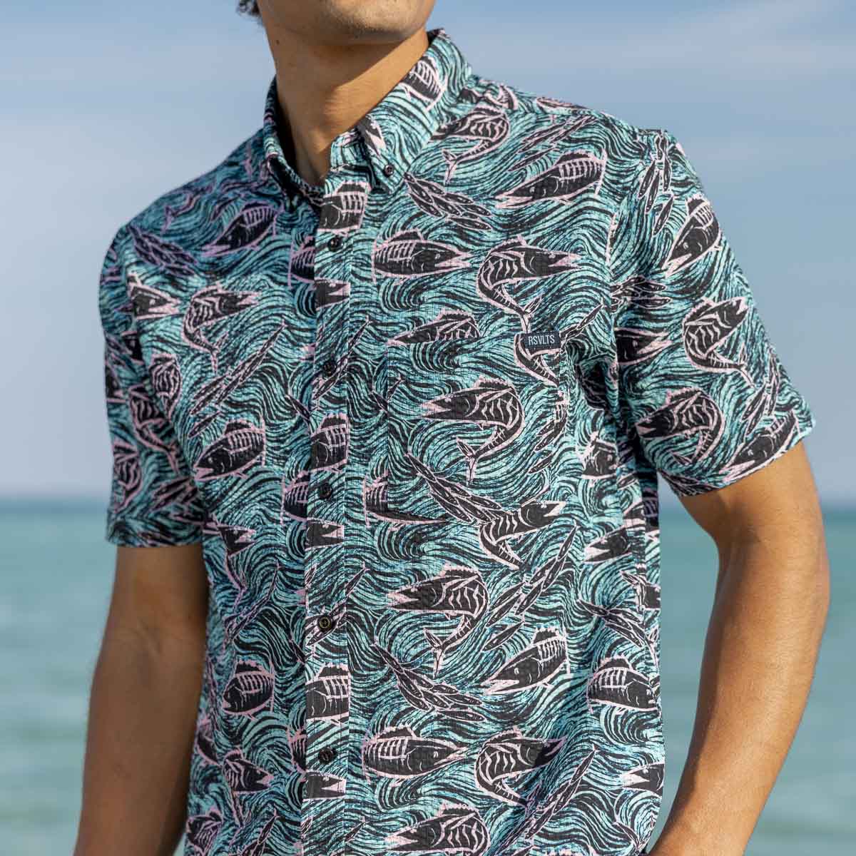 Fishies – Stretch Seersucker Short Sleeve Shirt
