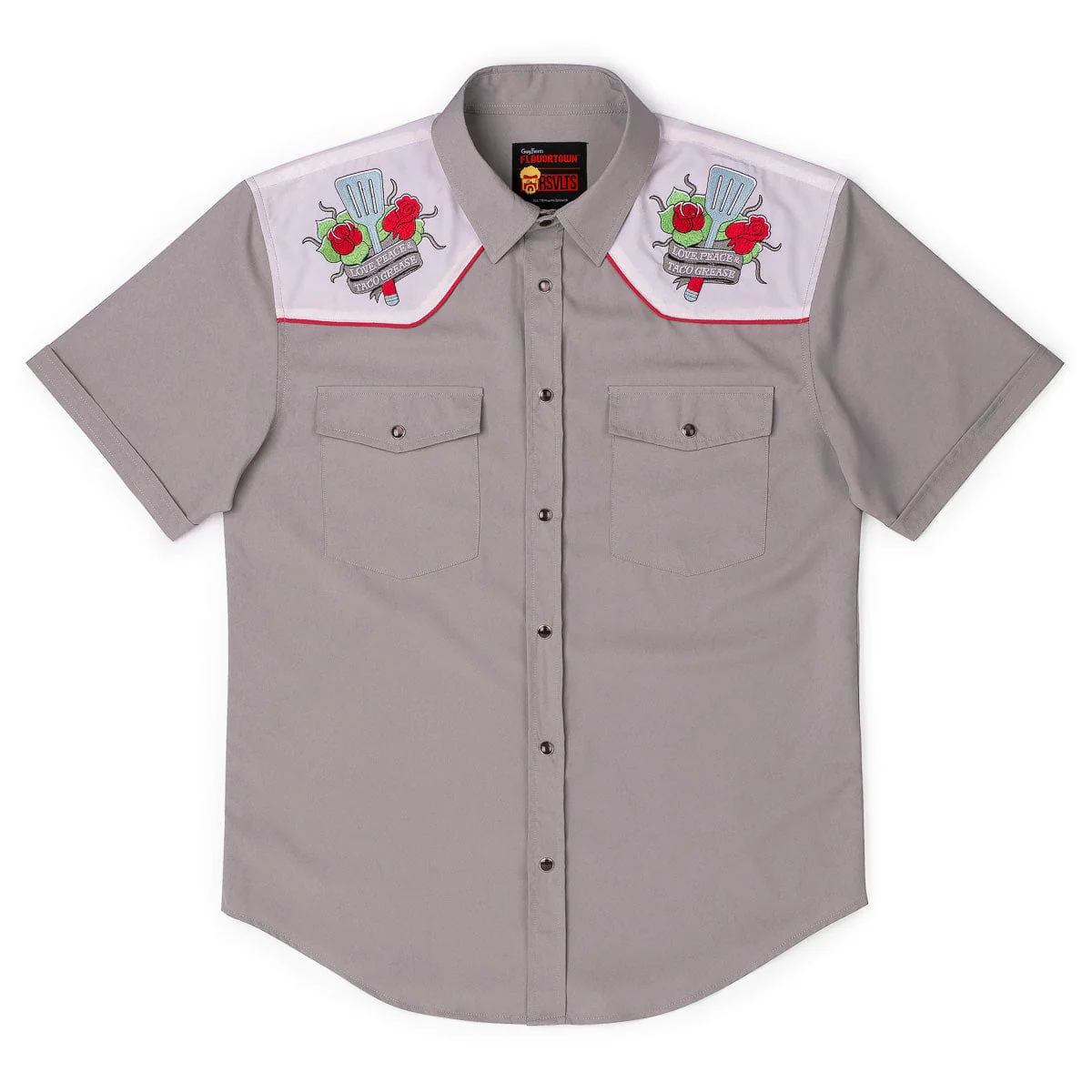 Guy Fieri "Love, Peace & Taco Grease" – Roper Short Sleeve Shirt - Image 2