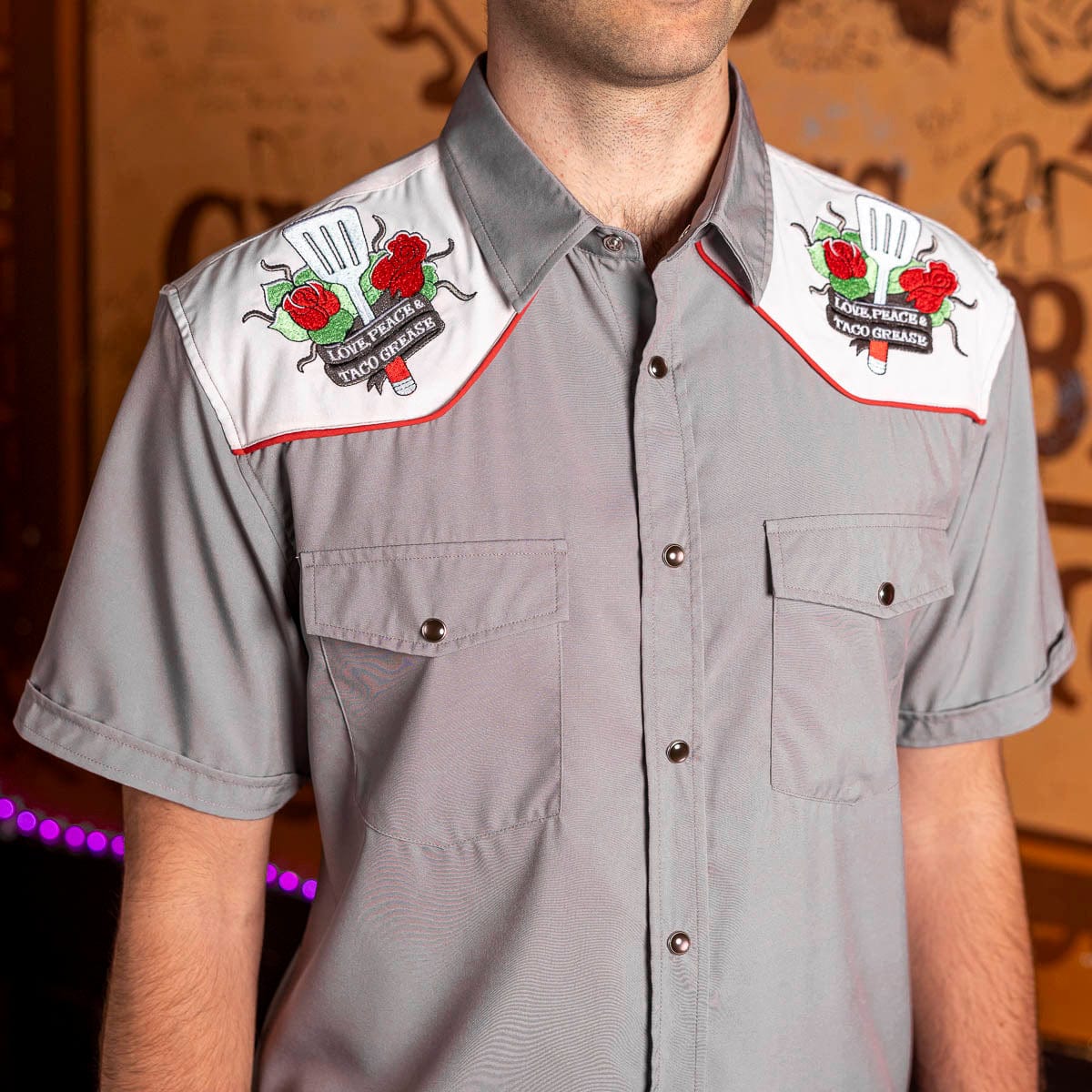 Guy Fieri "Love, Peace & Taco Grease" – Roper Short Sleeve Shirt - Image 4
