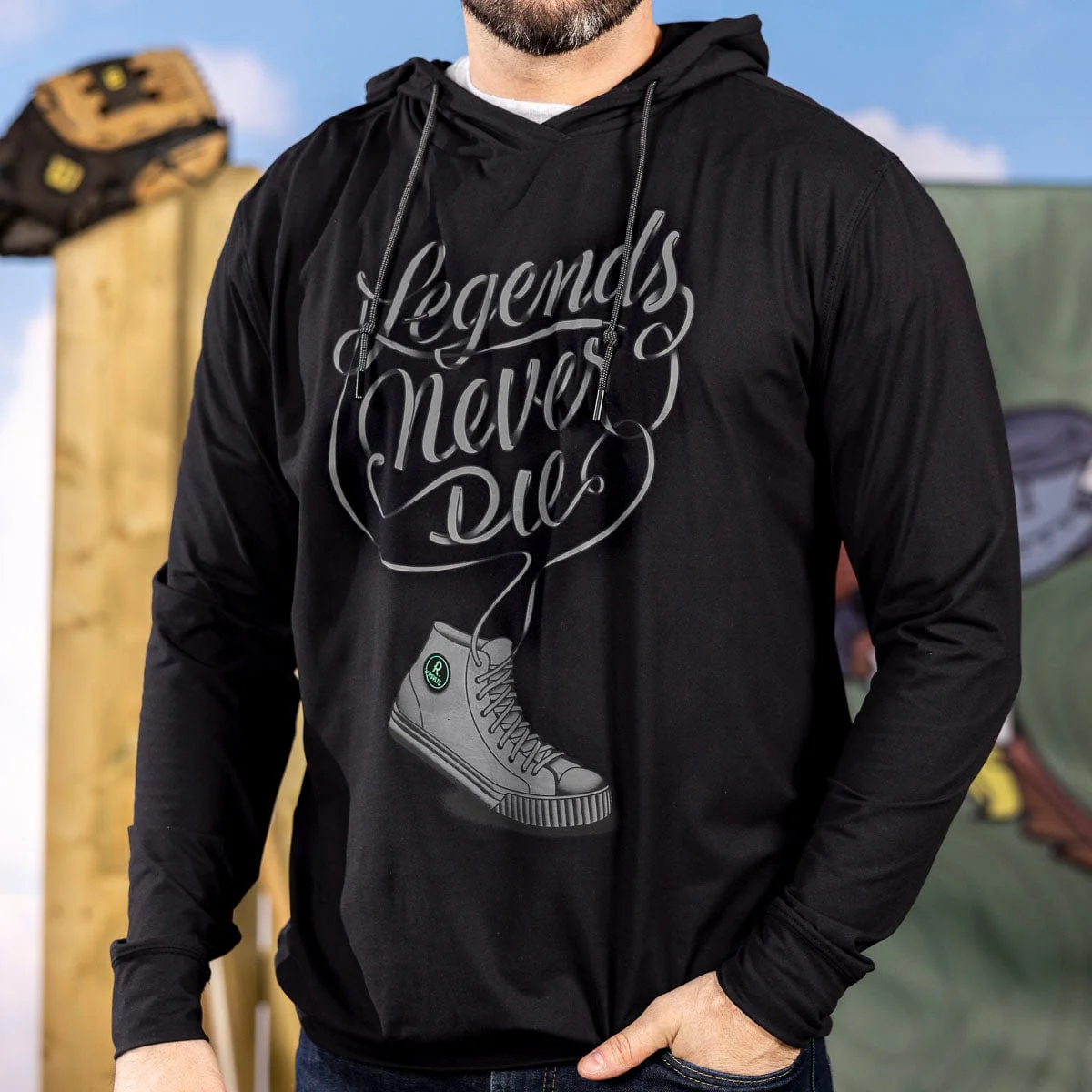 Legends Never Die (Black) – Performance Hoodie - Image 5