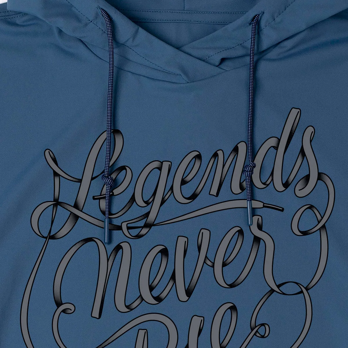 Legends Never Die (Navy) – Performance Hoodie - Image 3