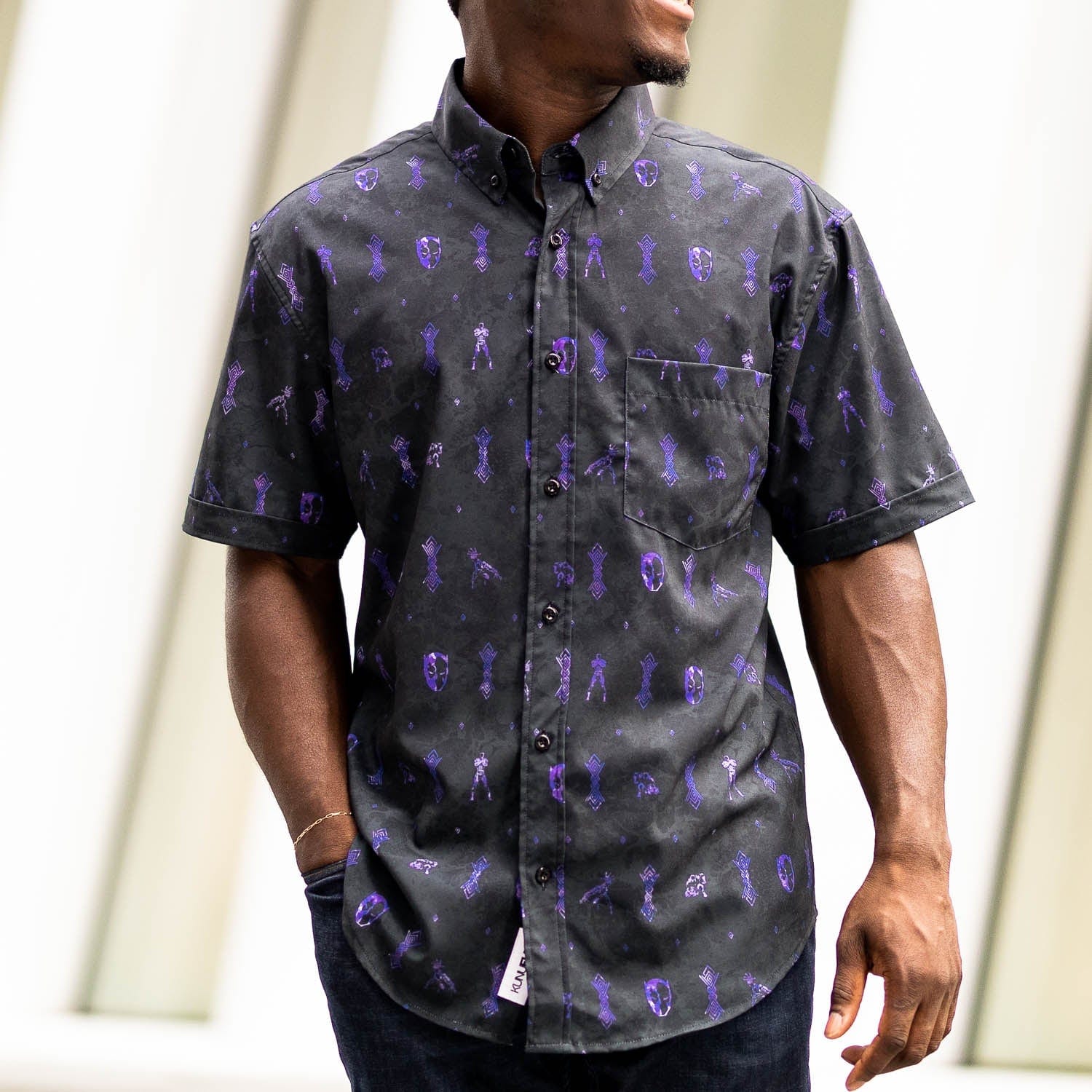 Black Panther "Vibranium Chief" – KUNUFLEX Short Sleeve Shirt - Image 2