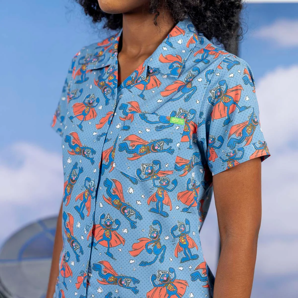 Sesame Street "Super Grover" – Women's KUNUFLEX Short Sleeve Shirt - Image 3