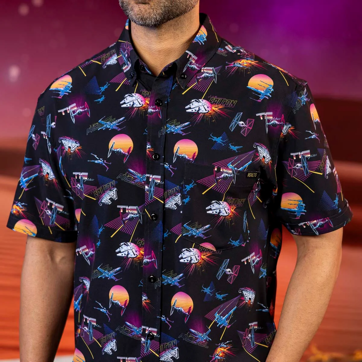 Star Wars™ "Synthwave Dogfight" – KUNUFLEX Short Sleeve Shirt - Image 4