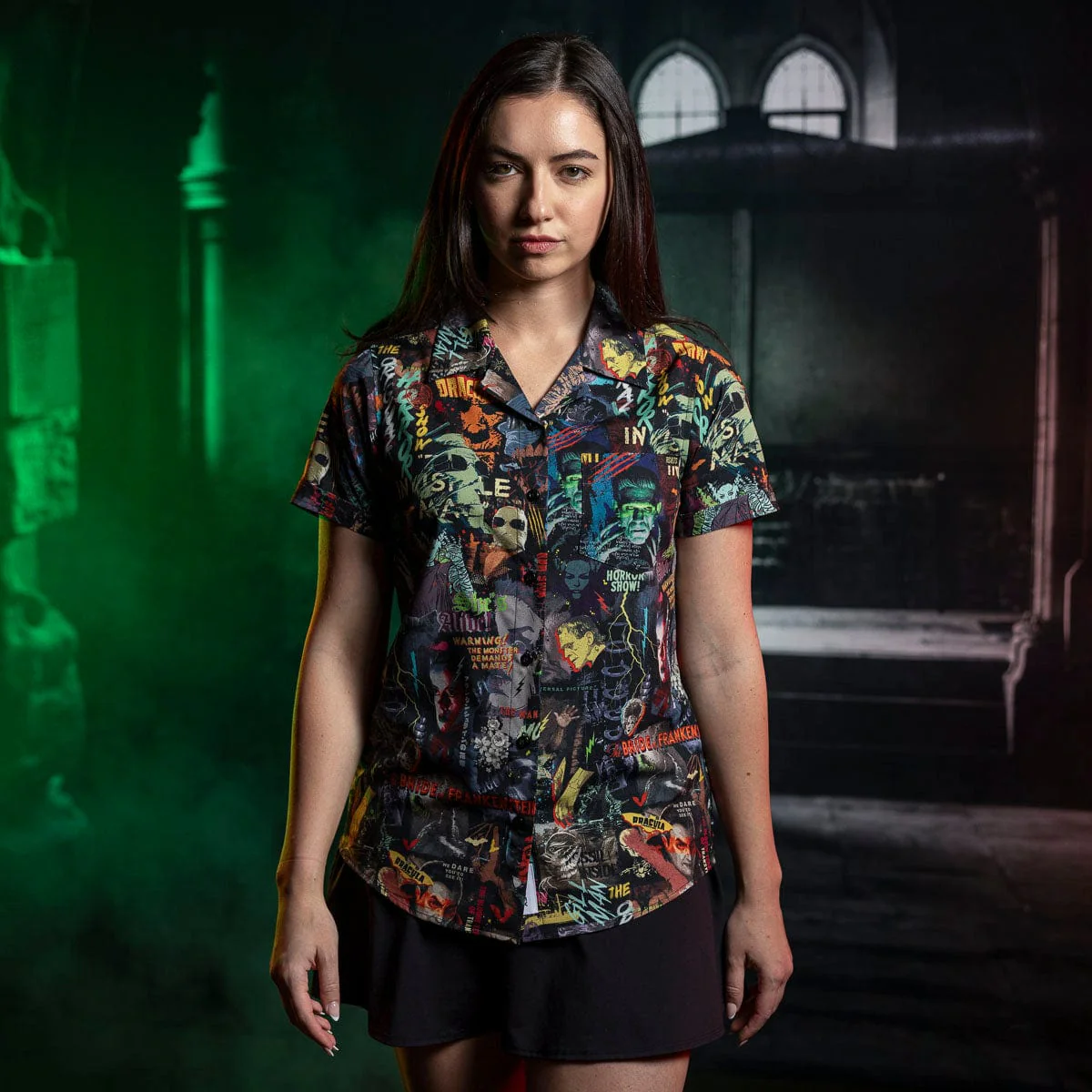 Universal Monsters "Street Art Scare-athon" – Women's KUNUFLEX Short Sleeve Shirt